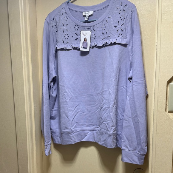 Jessica Simpson Tops - Jessica Simpson Light Purple/Lavender Eyelet Ruffle Sweatshirt